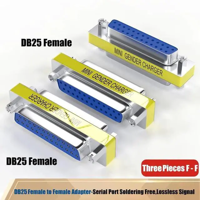 Alt view image 2 of 6 - JAENFONG 6-Pack DB25 25Pin Female to Female Male to Male Mini Gender Changer Coupler Adapter RS232 Serial Cable Connector
