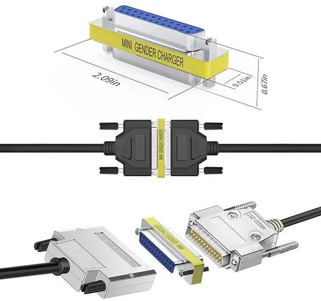 Alt view image 5 of 6 - JAENFONG 6-Pack DB25 25Pin Female to Female Male to Male Mini Gender Changer Coupler Adapter RS232 Serial Cable Connector