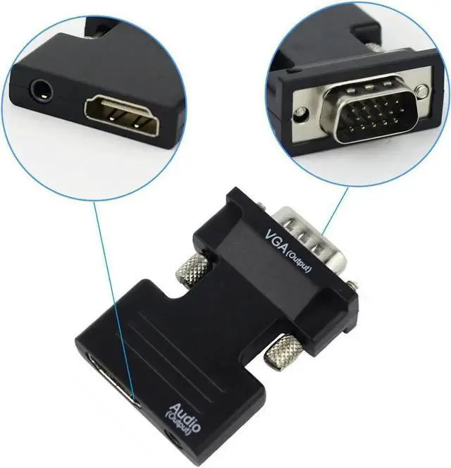 Alt view image 4 of 4 - Active 1080P HDMI-compatible Female to VGA Male Converter Adapter Dongle with 3.5mm Stereo Audio portable HDMI-compatible Connector for Laptop PC PS3 Xbox STB Blu-ray DVD TV Stick