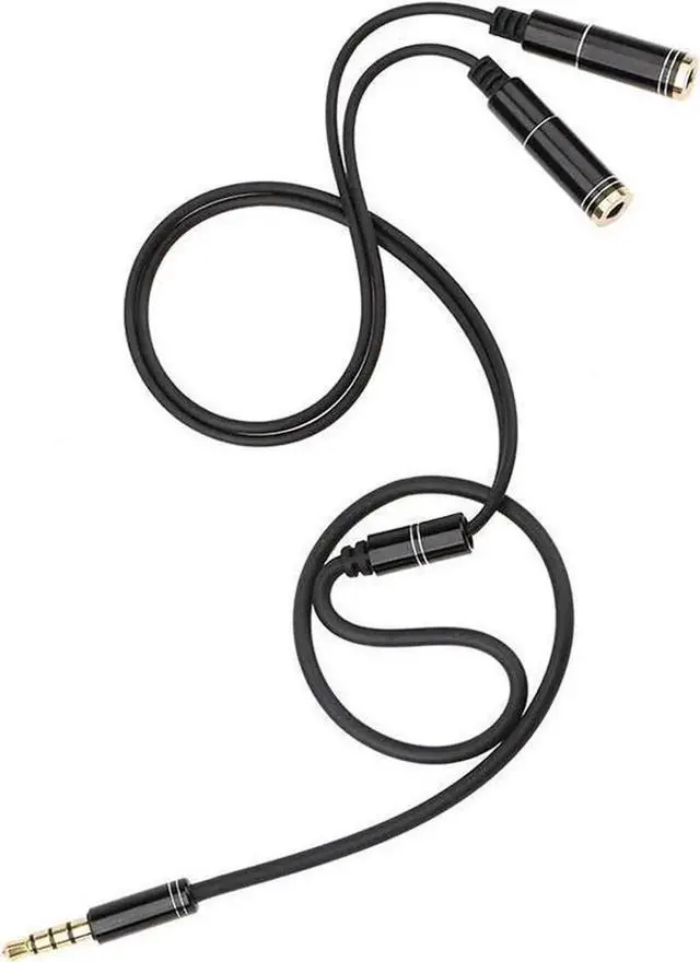 Alt view image 2 of 6 - Audio Cable 3.5mm Jack Headphone Microphone Splitter,4 Pole Male to 2 Female Headset+ Mic Aux Extension Adapter for Android Phone & iPhone