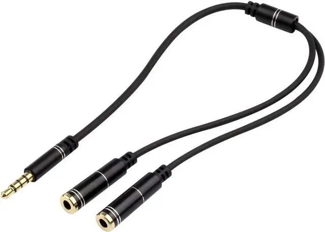 Alt view image 6 of 6 - Audio Cable 3.5mm Jack Headphone Microphone Splitter,4 Pole Male to 2 Female Headset+ Mic Aux Extension Adapter for Android Phone & iPhone