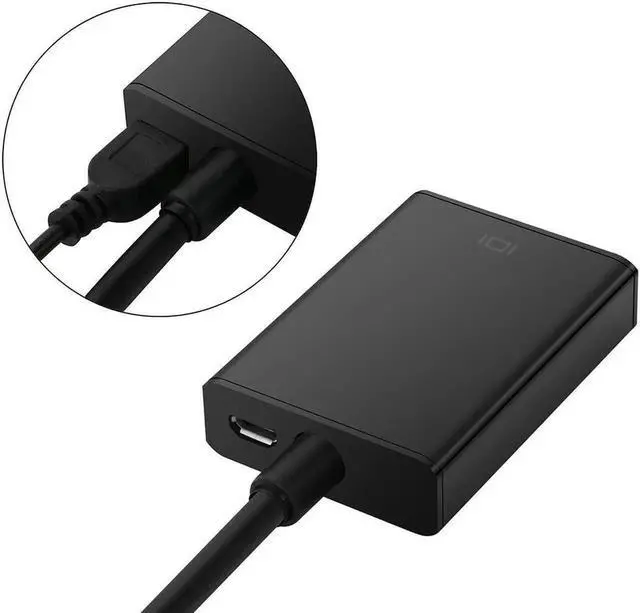 Alt view image 4 of 6 - Aluminum Case VGA Male to HDMI Female Adapter Converter w/ 3.5mm Audio Cable and Micro USB Charging Cord for HDTV,Monitor,DVD Player, Tablet PC, Digital Camera