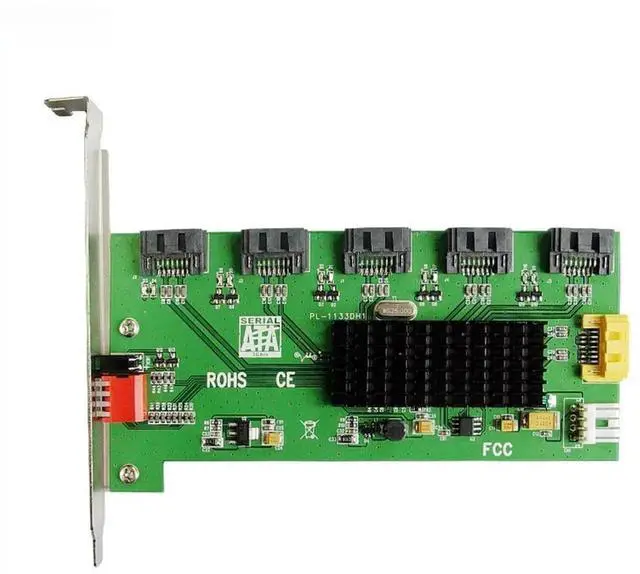 Alt view image 2 of 3 - JAENFONG FOR Raid Controller 1 to 5 Port SATA 2.0 RAID Card Support SATA HDD RAID 0/1/5/10 SATA Port Multiplier Bracket Mount Easy Dip Switch