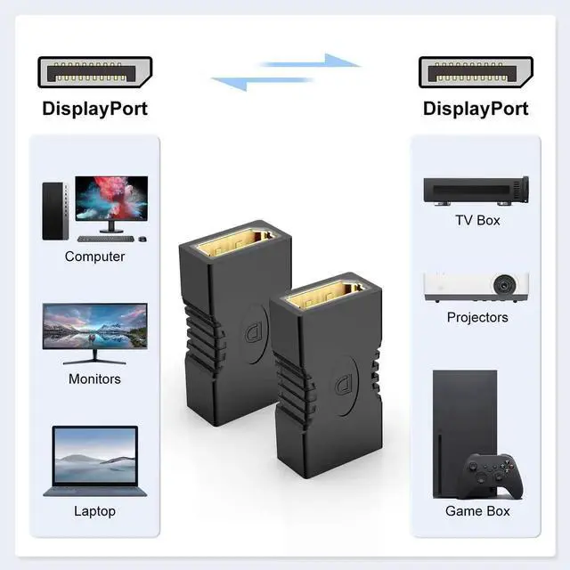 Alt view image 7 of 7 - JAENFONG DisplayPort Coupler Adapters, 2-Pack Gold-Plated 4K DP Female to DP Female Coupler DisplayPort Extender, Support 3D 4K Ethernet