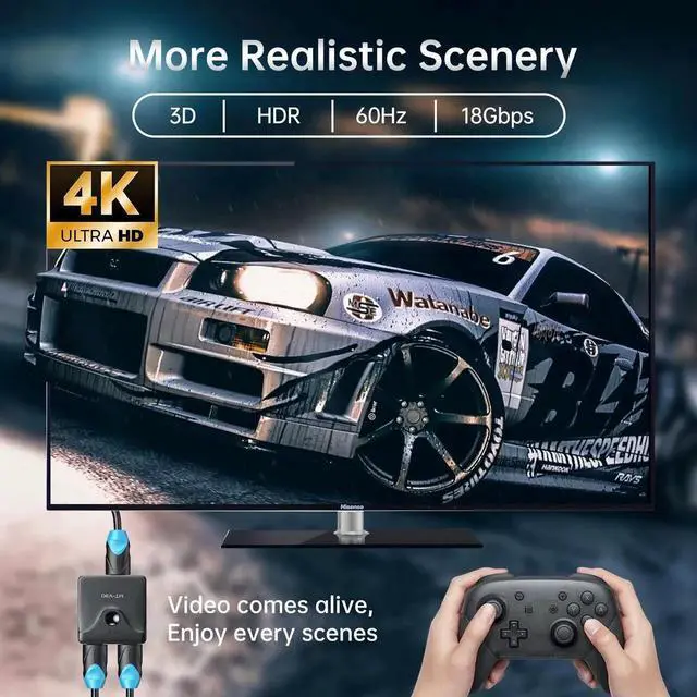 Alt view image 3 of 7 - MT-VIKI 4K HDMI Switch 2 in 1 Out Bi-Directional HDMI 2.0 Switcher Splitter 1 in 2 Out (One Display at a Time), 4K@60Hz, HDR, 3D, Compatible with Xbox PS5