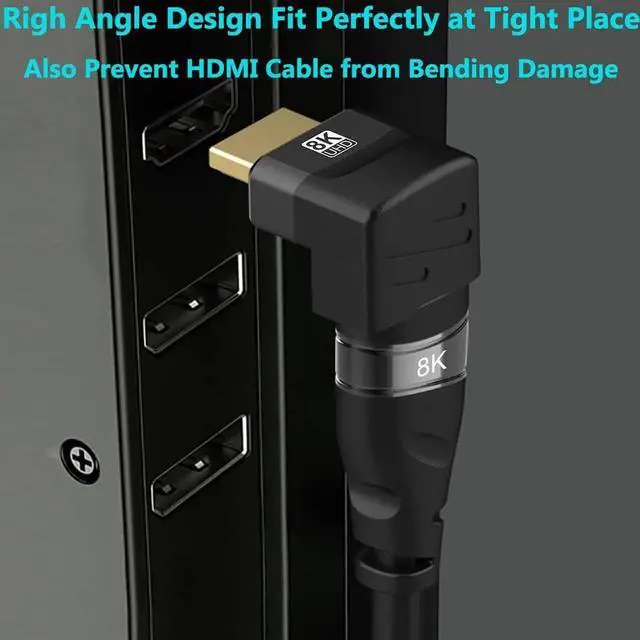 Alt view image 2 of 7 - JAENFONG 4 Pack 8K HDMI 2.1 Male to Female Adapter Right Angle Connector Up Down Angle 90 270 Degree Gold Plated Support 8K@60Hz,4K@120Hz,HDR,eARC for HDMI Cable PC Laptop HDTV Switch PS4 PS5 Xbox