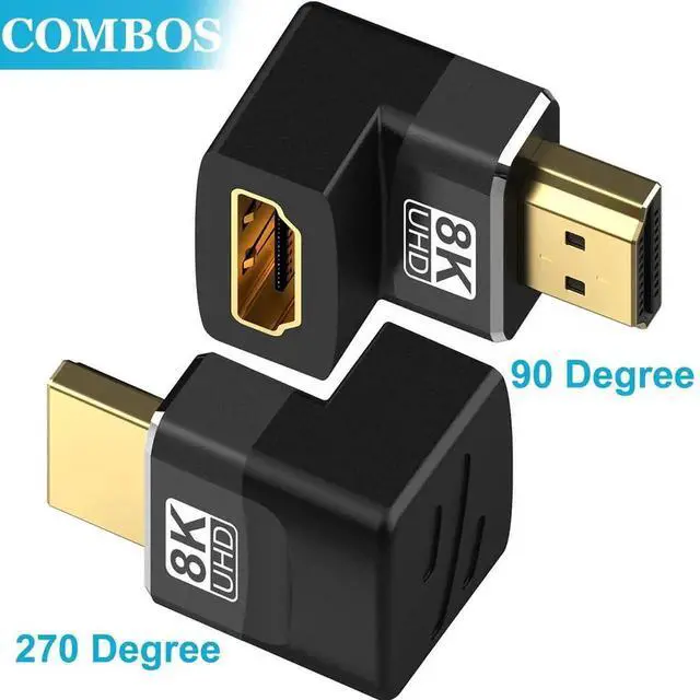 Alt view image 6 of 7 - JAENFONG 4 Pack 8K HDMI 2.1 Male to Female Adapter Right Angle Connector Up Down Angle 90 270 Degree Gold Plated Support 8K@60Hz,4K@120Hz,HDR,eARC for HDMI Cable PC Laptop HDTV Switch PS4 PS5 Xbox
