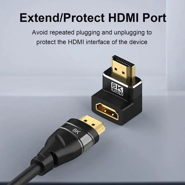 Alt view image 3 of 7 - JAENFONG 4 Pack 8K HDMI 2.1 Male to Female Adapter Right Angle Connector Up Down Angle 90 270 Degree Gold Plated Support 8K@60Hz,4K@120Hz,HDR,eARC for HDMI Cable PC Laptop HDTV Switch PS4 PS5 Xbox
