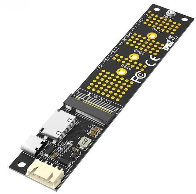 Alt view image 2 of 3 - JAENFONG FOR M.2 NVME M Key to SFF-8611 Riser Type C Power Supply NVME SSD Adapter + SATA to 4Pin Power Cable for 2230 2242 2260 2280 M.2 SSD