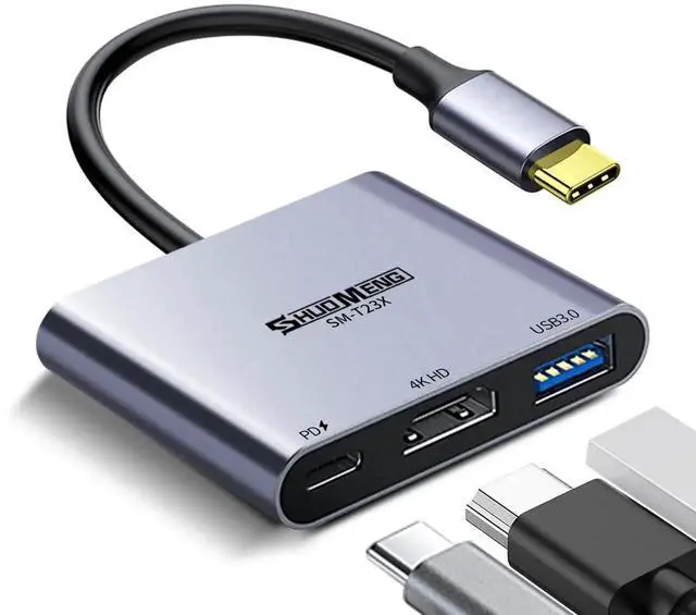 Main image of JAENFONG USB C to HDMI Adapter (4K@60Hz) 3-in-1 Multiport AV Converter with PD100W, USB 3.0 and HDMI Ports Compatible with MacBook Pro/Air, Switch, steam Deck, rog Ally iPhone, iPad Pro, Galaxy, etc.