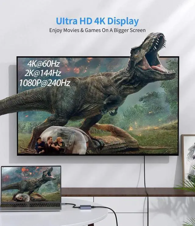 Alt view image 3 of 7 - JAENFONG USB C to HDMI Adapter (4K@60Hz) 3-in-1 Multiport AV Converter with PD100W, USB 3.0 and HDMI Ports Compatible with MacBook Pro/Air, Switch, steam Deck, rog Ally iPhone, iPad Pro, Galaxy, etc.