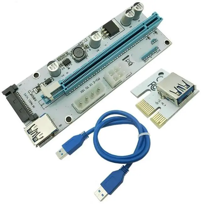 Alt view image 2 of 3 - JAENFONG FOR 008S PC PCIe PCI-E PCI Express Riser Card 1x to 16x USB 3.0 Data Cable SATA to 4Pin IDE Molex Power Supply for Machine