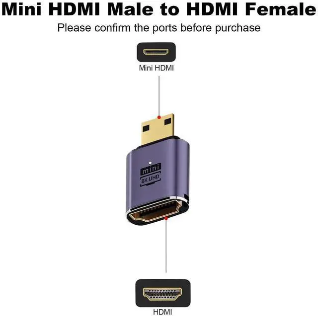 Alt view image 2 of 5 - JAENFONG 8K Mini HDMI to HDMI Adapter (2 Pack), Mini HDMI Male to HDMI Female Cable Converter Connector for Raspberry Pi Zero, DSLR Camera, Camcorder, HDTV, Projector, Laptop and Tablet