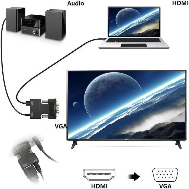 Alt view image 3 of 6 - JAENFONG HDMI to VGA Adapter with Audio 1080P HDMI Female to VGA Male Converter Adapter 3.5mm Audio Cable for TV Stick, Roku, Laptop, PC, Projector, TV, Monitor, Digital Camera, Etc