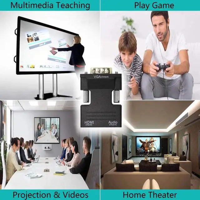 Alt view image 6 of 6 - JAENFONG HDMI to VGA Adapter with Audio 1080P HDMI Female to VGA Male Converter Adapter 3.5mm Audio Cable for TV Stick, Roku, Laptop, PC, Projector, TV, Monitor, Digital Camera, Etc