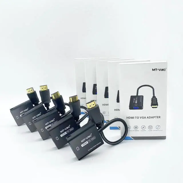 Alt view image 2 of 6 - JAENFONG MT-VIKI HDMI to VGA Adapter, Gold-Plated HDMI Converter Male to Female, Compatible for Computer, Desktop, Laptop, Monitor, Projector, HDTV, Chromebook, Raspberry Pi, Roku, Xbox (5 Pack)