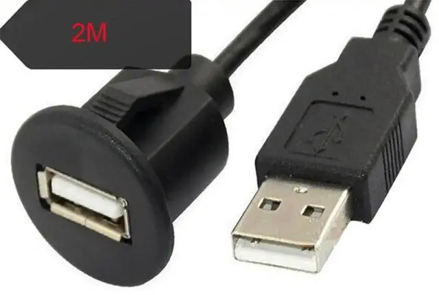 Alt view image 2 of 3 - JAENFONG OOTDTY 2m PC Car Dash Board Mount USB 2.0 Male To Female Socket Extension Panel Cable