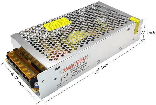 Alt view image 2 of 5 - JAENFONG 110/220V to DC 12V 10A 120W Switch Power Supply Driver Power Transformer for CCTV Camera Security System LED Strip Light(12V 10A)