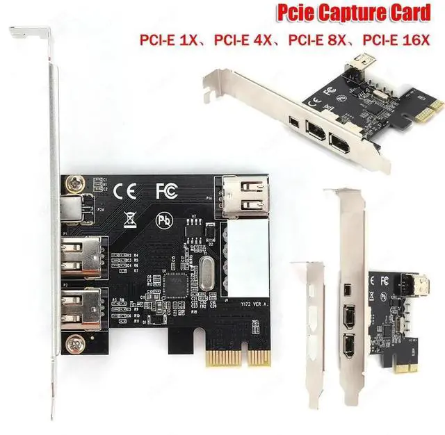 Main image of JAENFONG PCI-E 1X to 16X 1394 DV Video Capture Card with 6 Pin to 4 Pin Firewire Adapter 3 Ports Free Driver Desktop Computer Accessory