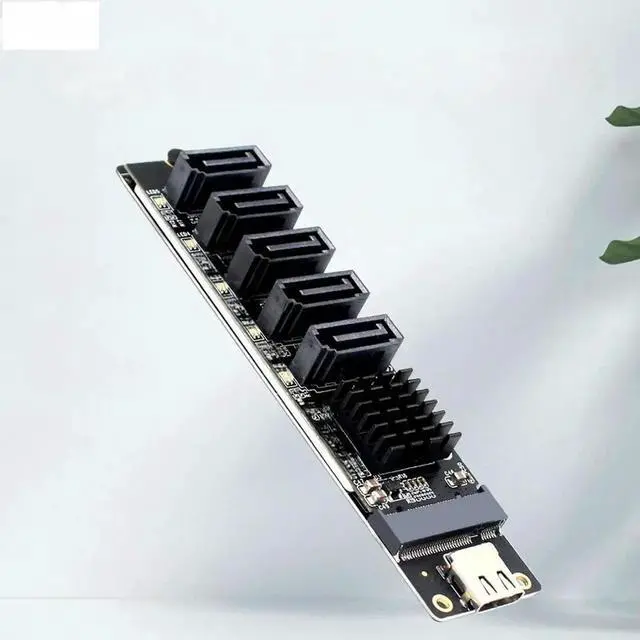 Alt view image 2 of 3 - JAENFONG FOR Type C to 5 Port SATA 3.0 6Gbps Adapter Card JM575+JMS580 Chip SATA Expansion Card Riser USB C to SATA3.0 Converter for Computer