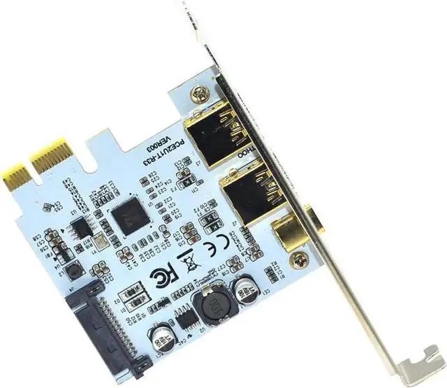 Alt view image 6 of 6 - USB C PCIe Expansion Card,PCI-e Express 1X to 2 Ports USB-A & Type-C USB 3.1 5Gbps Desktop PC Case Add On Card Hub w/ Full-profile PCI Slot Cover