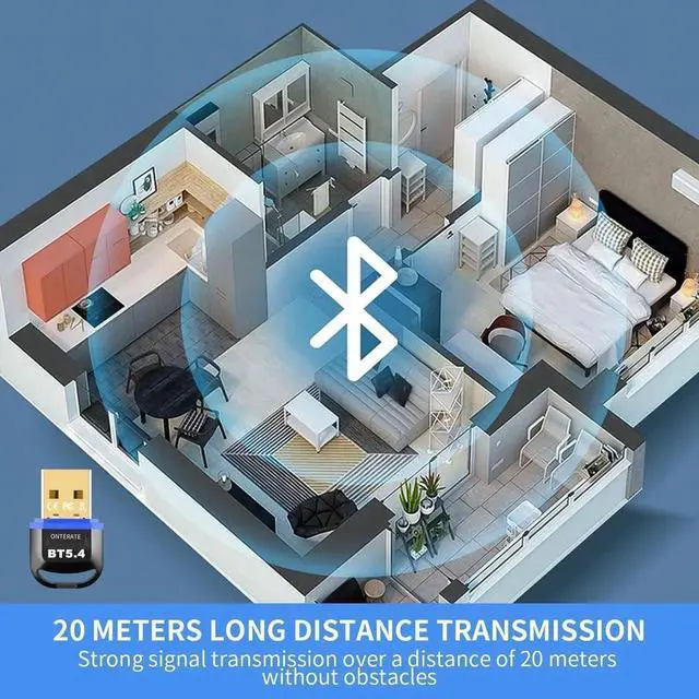 Alt view image 5 of 7 - USB Bluetooth 5.4 Adapter Plug & Play Bluetooth Dongle Receiver Long Range Support Windows 11/10/8.1 for Desktop Laptop PS/Xbox Keyboard Mouse Headset