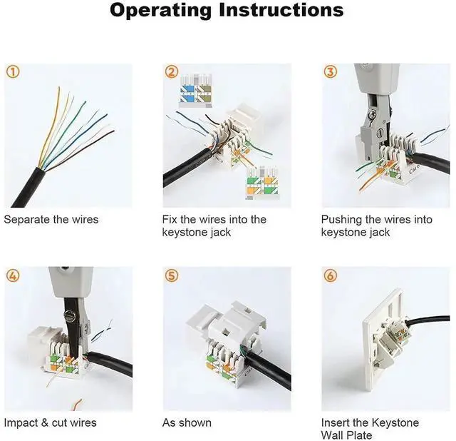 Alt view image 6 of 7 - Cat6 Keystone Jacks, 10-Pack RJ45 Keystone Jack, Ethernet Keystone Modular Female Connectors, White