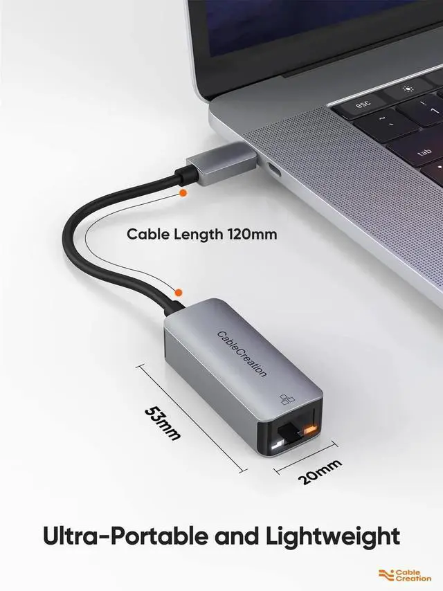 Alt view image 4 of 7 - USB C Network Adapter, Type-C (Thunderbolt 3) to RJ45 Gigabit Ethernet LAN Network Adapter Compatible with Steam Deck, MacBook Pro,MacBook Air,M1/M2,iPad 2022,Galaxy S22 Ultra