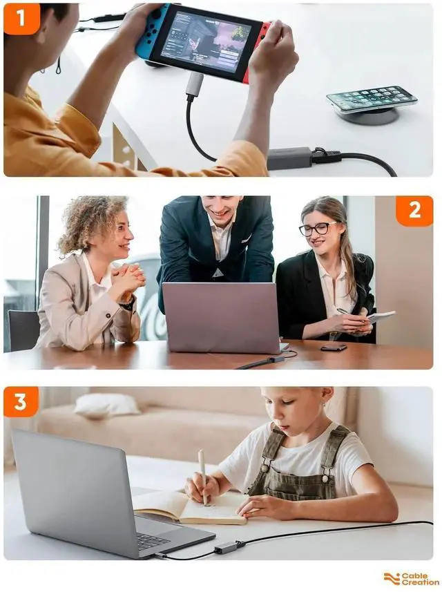 Alt view image 7 of 7 - USB C Network Adapter, Type-C (Thunderbolt 3) to RJ45 Gigabit Ethernet LAN Network Adapter Compatible with Steam Deck, MacBook Pro,MacBook Air,M1/M2,iPad 2022,Galaxy S22 Ultra