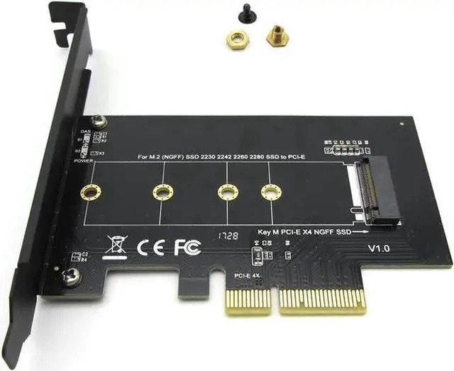 Alt view image 3 of 5 - M.2 NGFF SSD M Key NVME PCIe Card Adapter - PCIe X4 to PCIe/NVME Based M.2 Add On Card w/ Full-profile Bracket - Supports M.2 PCIe 2230, 2242, 2260 and 2280