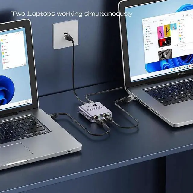 Alt view image 3 of 7 - Gigabit Ethernet Splitter 1 to 2 High Speed, 1000Mbps Internet Splitter 1 in 2 Out, LAN Splitter with USB Power Cable, RJ45 Splitter for Cat5/5e/6/7/8 Cable(2 Devices Simultaneously Networking)