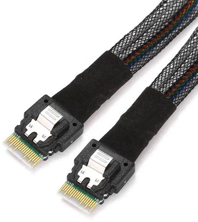 Main image of JAENFONG SFF-8654 Male to SFF-8654 Male PCI-E Slimline SAS 4.0 SFF-8654 4i 38 Pin Host to SFF-8654 Slim SAS Target Cable 50cm