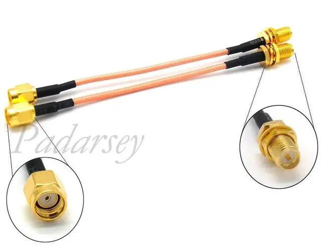 Alt view image 2 of 2 - 2pcs 90mm FPV Antenna Extension Cable RP-SMA Male to RP-SMA Female Antenna Adapter