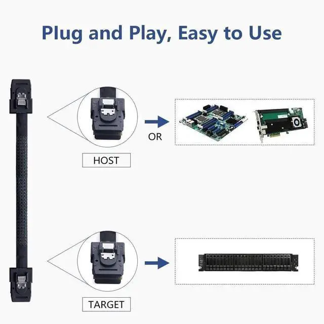 Alt view image 7 of 7 - JAENFONG SFF-8087 to SFF-8087 6G Internal Mini SAS Cable for Server Backplane/RAID Card, Hot-Swap Ready with SATA Compatibility, 100-Ohm, 0.8-m(2.6ft)