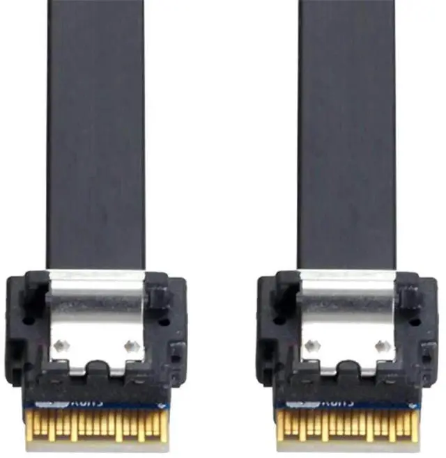 Alt view image 4 of 7 - JAENFONG PCI-E Slimline SAS 4.0 SFF-8654 4i 38pin Host to SFF-8654 Slim SAS Target Cable 40cm