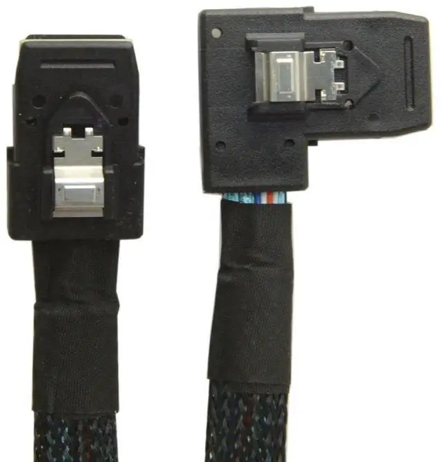 Alt view image 2 of 7 - JAENFONG 80cm Ultra Slim Flat Left Angled 90 Degree Mini SAS 36pin SFF-8087 to 8087 Data Raid Cable