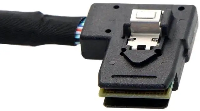 Alt view image 7 of 7 - JAENFONG 80cm Ultra Slim Flat Left Angled 90 Degree Mini SAS 36pin SFF-8087 to 8087 Data Raid Cable