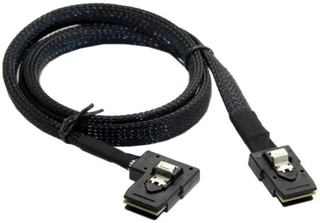 Alt view image 4 of 7 - JAENFONG 80cm Ultra Slim Flat Left Angled 90 Degree Mini SAS 36pin SFF-8087 to 8087 Data Raid Cable