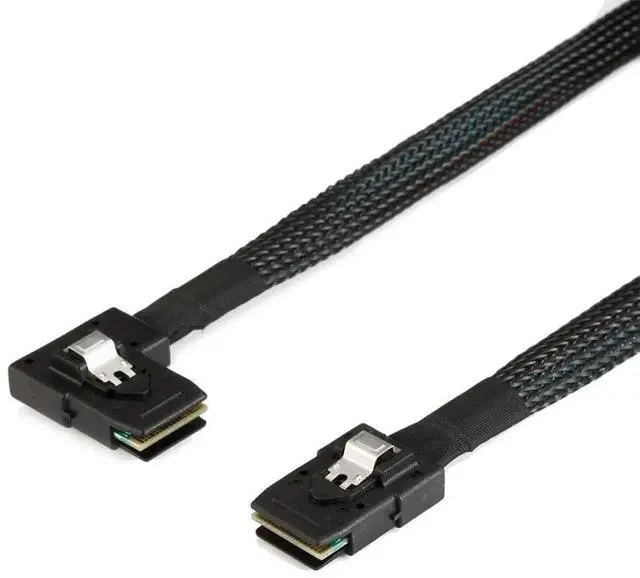 Alt view image 3 of 7 - JAENFONG 80cm Ultra Slim Flat Left Angled 90 Degree Mini SAS 36pin SFF-8087 to 8087 Data Raid Cable