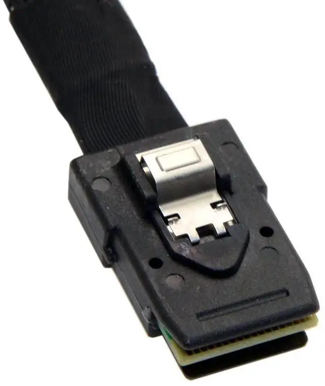 Alt view image 5 of 7 - JAENFONG 80cm Ultra Slim Flat Left Angled 90 Degree Mini SAS 36pin SFF-8087 to 8087 Data Raid Cable