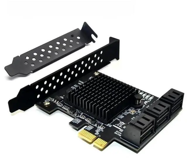 Alt view image 3 of 3 - JAENFONG FOR SATA Adapter 6 Port SATA 3.0 to PCIe Expansion Card PCI Express SATA 3 Converter with Heatsink for HDD 88SE9215 Chip