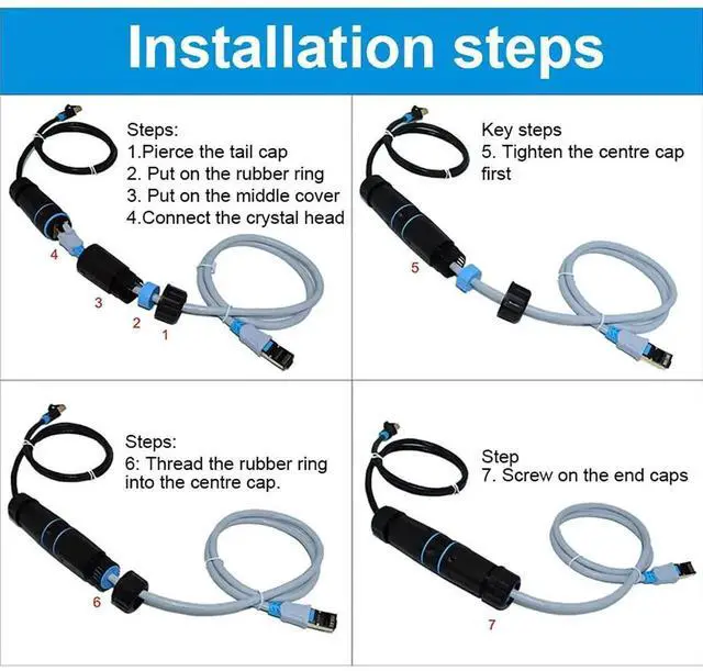 Alt view image 5 of 7 - IP68 Waterproof RJ45 Coupler Shielded Pure Copper Ethernet Coupler - Outdoor LAN Cable Connector for Cat5/ Cat5e/Cat6/Cat7/Cat8 Ethernet Cable (Black 5 PCS Female)