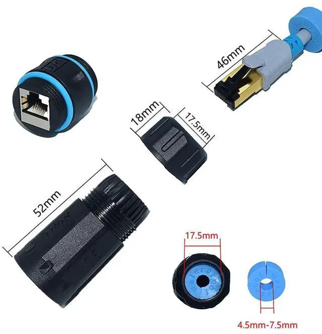 Alt view image 2 of 7 - IP68 Waterproof RJ45 Coupler Shielded Pure Copper Ethernet Coupler - Outdoor LAN Cable Connector for Cat5/ Cat5e/Cat6/Cat7/Cat8 Ethernet Cable (Black 5 PCS Female)