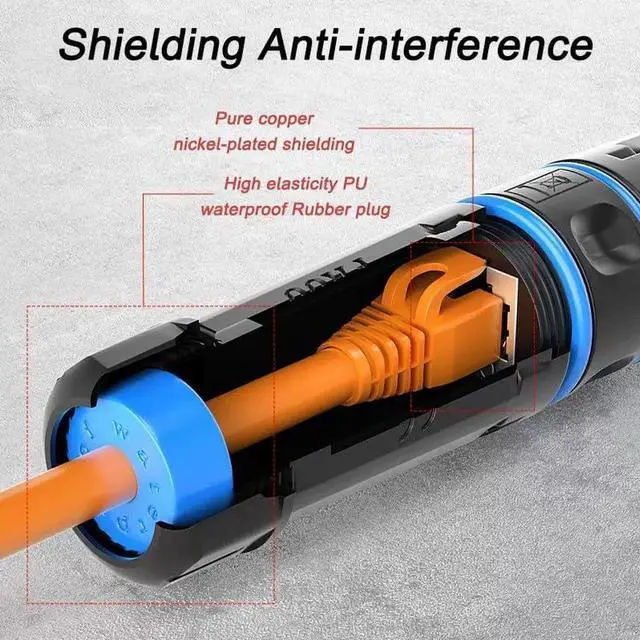 Alt view image 3 of 7 - IP68 Waterproof RJ45 Coupler Shielded Pure Copper Ethernet Coupler - Outdoor LAN Cable Connector for Cat5/ Cat5e/Cat6/Cat7/Cat8 Ethernet Cable (Black 5 PCS Female)