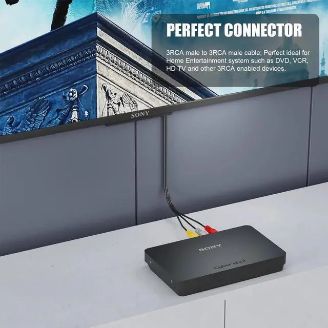 Alt view image 4 of 6 - RCA Cables, 3RCA Cable Audio Video 24K Gold Plated Connecting Audio Video Components AV Male to Male Cable for Home Theater amp, Stereo Systems (5ft-1pcs)