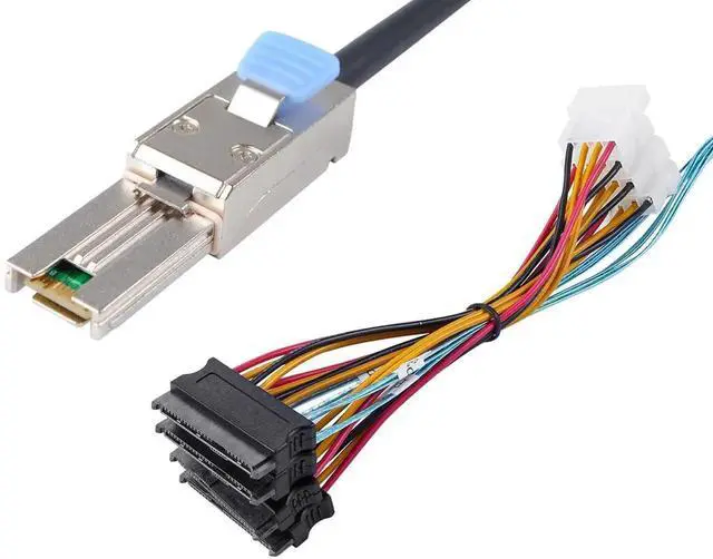 Main image of JAENFONG Mini-SAS SFF-8088 26P to 4 X SAS SFF-8482 29 Pin with Power Cable 2 Meter 6.6FT