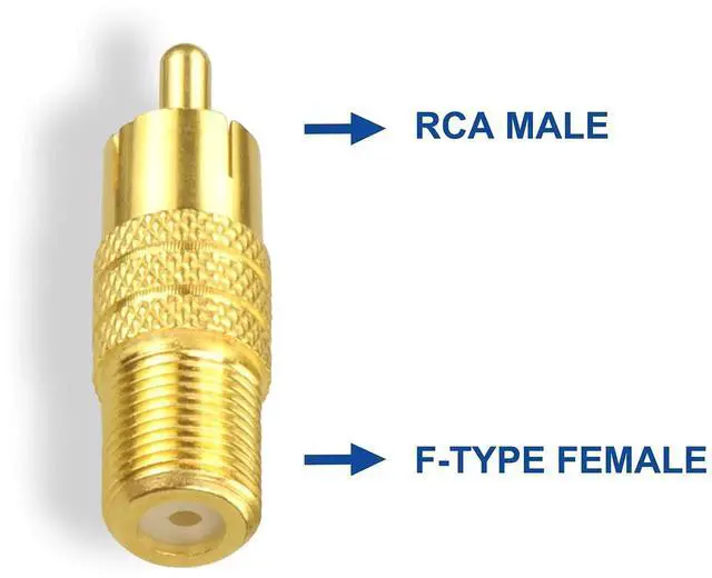 Alt view image 2 of 6 - F-Type Female to RCA Male Coaxial Cable Audio Adapter Gold Plated Connector, 2-Pack