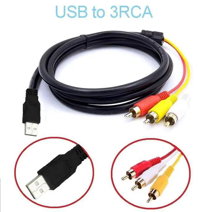 Alt view image 3 of 7 - USB to RCA Cable, 5ft USB Male to RCA Male Jack Splitter Audio Video Cable, 3RCA Cord to Connect AV Adapter for TVs PC HDTV DVD Computers Smart Phones and More Decices