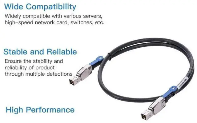 Alt view image 3 of 6 - JAENFONG Mini SAS SFF-8644 to SFF-8644 High Density HD Data Server Raid Cable 0.5M