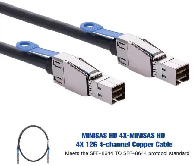 Alt view image 4 of 6 - JAENFONG Mini SAS SFF-8644 to SFF-8644 High Density HD Data Server Raid Cable 0.5M